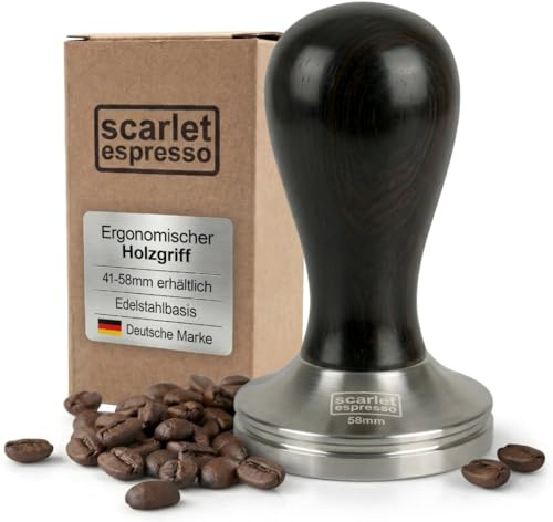 scarlet espresso | Kaffee Tamper »Classic« – Espresso Tamper mit Edelholzgriff für präzisen Anpressdruck – hochwertiger Kaffeestampfer für gleichmäßige Extraktion – 53 mm, Ebenholz - Schwarz