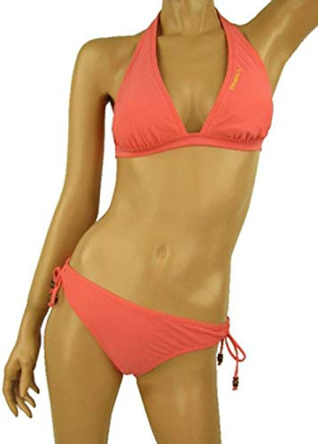 O'Neill Bikini Halter Hipfit Tie neonrot Neckholder Perlen NEU (34C)