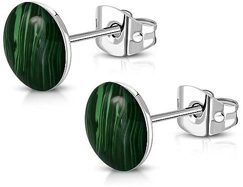 Inoki - Clous d'oreille acier logo Malachite