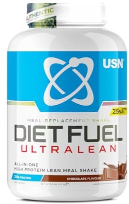 USN Diet Fuel Ultralean Meal Replacement Shake Powder, Chocolate Flavour - 2.5kg, High Protein Shake Powdered Drink Mix, Low Calorie Diet & Weight Control Powder, 25g Protein