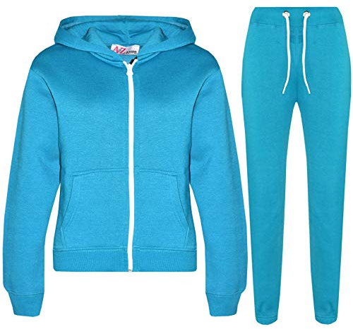 A2Z 4 Kids Boys Girls Tracksuit Set Plain & Camouflage Fleece - Plain Tracksuit Turquoise 7-8