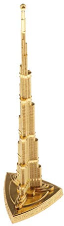 P Prettyia Goldene Burj Khalifa Statue Legierung Wahrzeichen Gebäude Modell Figur Replik, Party Home Tischdekoration, 7 Zoll