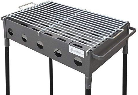 Flores-Cortes Barbacoa Metálica Portátil de Carbón con Parrilla | Asador para Exterior con Patas Desmontables Ideal para Jardín, Camping o Excursión | Pintura Anticalórica y tamaño de 51x33x60cm
