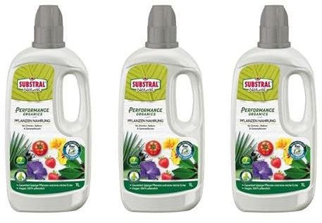 SUBSTRAL Naturen Performance Organics Pflanzen Nahrung 3l - vegan, 100% natürliche Inhaltsstoffe - Frei von tierischen Nebenprodukten