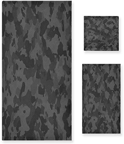 JUMBEAR Handtuch-Set, Grau, Camouflage, sehr saugfähig, bequem, Waschlappen, Handtuch und Badetücher, 3-teilig