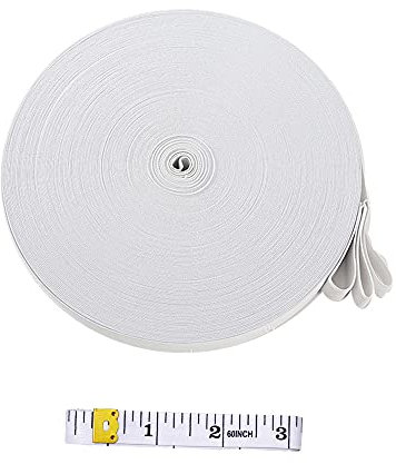 XINGSUI 10M gestricktes Gummiband, 2CM breites weißes flach gestricktes Gummiband, zum Nähen, Basteln im Haushalt, Kleidung, Gürtel, Tagesdecken