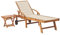 vidaXL Teak Massiv Sonnenliege mit Tisch Auflage Beistelltisch Gartenliege Holzliege Liegestuhl Strandliege Gartenmöbel Liege Relaxliege