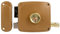 Amig - Cerradura de Sobreponer de Izquierda con Palanca de Cierre, Lengüeta y Tirador - Acero Dorado - Medida: 100 x 95 mm - Ideal para Puertas de Madera de Entrada o de Paso