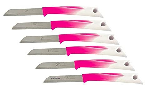 CiCi Home Solingen Lot de 6 couteaux de cuisine en acier inoxydable Rose/blanc