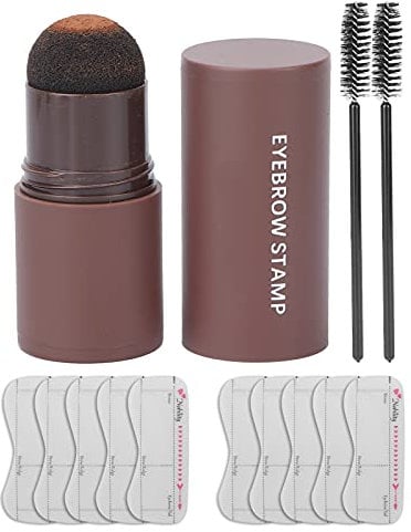 Kit Timbri Sopracciglia, Polvere Impermeabile Lunga Durata con 10 Stencil Riutilizzabili, Marrone Naturale