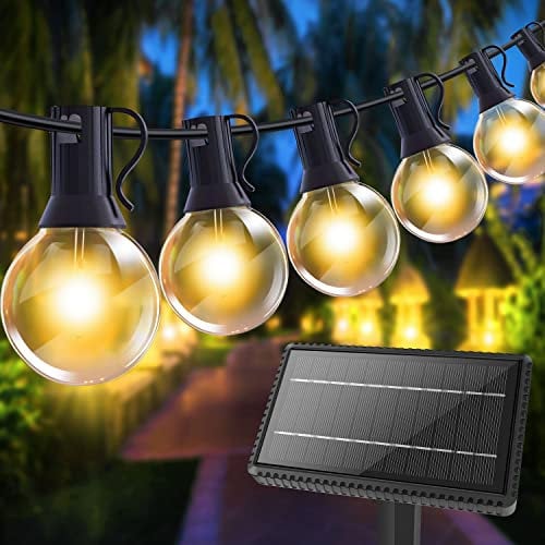 GHUSTAR Solar Lichterkette Aussen Glühbirnen- 15M Lichterkette Außen Solar Wetterfest mit 25+2 G40 LED IP65 Wasserdich 4 Modi Outdoor Solarlichterkette für Balkon Garten Hochzeit Deko Camping