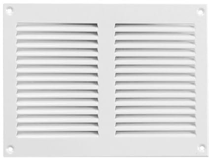 White Metal Air Vent Grille / 200mm x 150mm / with Fly Screen – Anti Insect Mesh/Modern Flat Rectangular Louvre Duct Cover