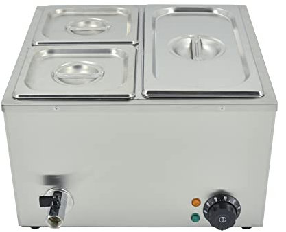 TAIMIKO 3 Bacs Bain Marie électrique en Acier Inoxydable 220V Tempéreuse À Chocola Chauffe-Plats Professionnel Commercial avec 1 x 1/3 et 2 x 1/6 casseroles