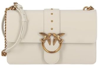 Pinko Love One Classic CL Vitello, Borsa Donna, Z14Q_Bianco Seta-Antique Gold, U