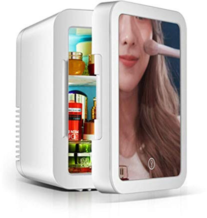 HMTE mini fridge,Mini Fridge, 5 Liter Portable Mirror Personal Fridge Skin Care Makeup Storage Beauty Cosmetics Refrigerat