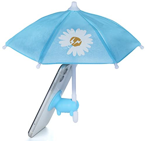Phone Umbrella for Sun with Suction Cup Stand, Sun Shield with Suction Cup Mount Phone Holder Anti-Refection Block Glare, Creative Outdoor Cell Phone Holder Sun Shade (Blue)