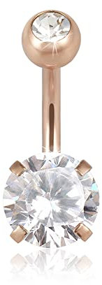 GD GOOD.designs Bauchnabelpiercing Chirurgenstahl 316L in Roségold - Wasserfest I Echter Kristall Bauchnabel Piercing für Damen I Echtschmuck Nabelpiercing