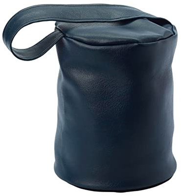 Classic Home Store Soft PVC Cylinder Doorstop Cover Leather Look Door Stopper Outer with Handle (Navy)