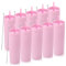Volhoply 600 ml Trinkbecher mit Deckel und Strohhalm Zehnerpack,20oz Doppelwandiger Wiederverwendbar Reisebecher Kinder,BPA-freier Matte Pastellfarben Acryl-Plastikbecher für Geschenk(Rosa,10 Stück)
