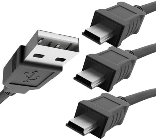 Lote de 3 cables adaptador negro USB 2.0 macho a macho Mini B – 1M, conector de 5 pines para GoPro 4, mando PS3