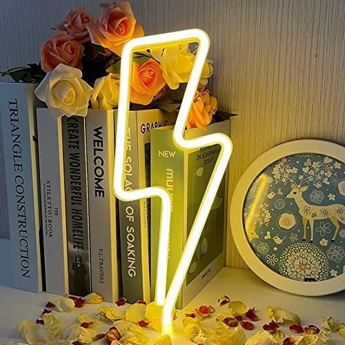 UExnkj-Y Blitz Neonlicht LED Schild Blitz Neon Sign Neon Nachtlicht, Batteriebetriebene und USB-betriebene Innenbeleuchtung Nacht- und Tischlampen für Schlafzimmer Weihnachtsfeier Bar
