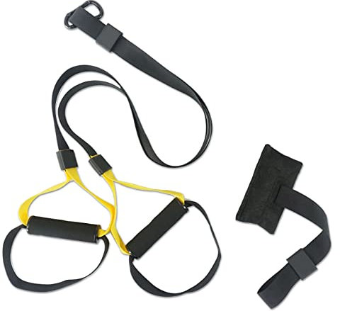 AMONIDA Sangles De Suspension, Sangle Musculation, Ceinture de Résistance de Porte, Sangle de Suspension d'entraînement Portable Légère Exercice Complet du Corps pour l'extérieur, Maison