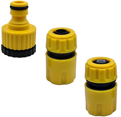 Pipestation Garden Hose Connector Set - Tap Hose Connector for Outdoor Hose - Hose Tap Connector Compatible with Hozelock - BSP Threaded Fittings for 3/4 inch & 1/2 inch Hosepipe
