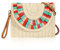 Stroh Clutch Handtasche, Damen Retro Schultertaschen Sommer Bohemien Strandtasche Mode Stroh Wristlet Clutch Geldbörsen für Reise Urlaub Outdoor Beige