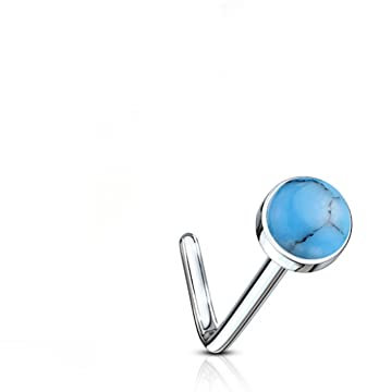 Treuheld® Nasenpiercing mit Edelstein | 8 Farben | Nasenstecker [07.] - Türkis