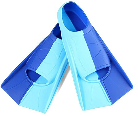 ENEN Schwimmflossen, Schnorchelflossen kurz Verstellbare Flossen für Kinder und Erwachsene zum Schnorcheln, Schwimmen (XXS(27-29 Meter),Hellblau Dunkelblau)