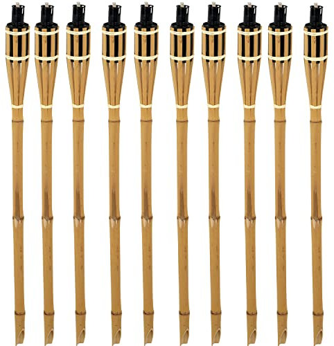 Bambusfackel Gartenfackeln mit Docht 90 cm lang Outdoor-Fackel 185 ml Füllmenge Garten-Deko Lagerfeuer-Romantik (10)