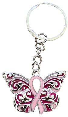 Portes clés Octobre Rose. papillon avec un ruban rose. Lutte contre le cancer