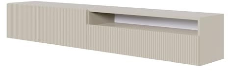 Selsey TV Schrank Board Sideboard Fernsehtisch Fernsehschrank 175 cm Hängend Mit Offenem Fach Gefräste Front Graubeige Veldio