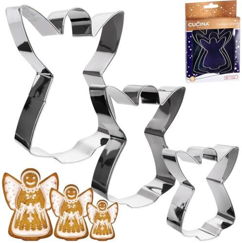 Ausstechformen Keksausstecher Ausstecher für Kekse Lebkuchen aus Edelstahl Engel 12 cm 3 Stk.