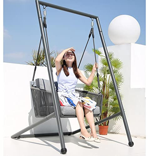 CASEGO Balkon-Schaukelstuhl, Doppelschaukel, Outdoor-Hängesessel, geschlossener Sicherheitshaken, kann sitzen und liegen, drinnen für Erwachsene, Heimschaukel (Single)