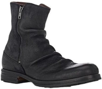 VAVENI Moda Cavaliere Stivali Testa Rotonda Vintage Short Stivali Laterale Zipper Tacco Spesso Casual Uomo Traspirante, Impermeabile, Anti scivolo e Caldo, 37-48