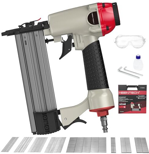 KEENTECH 2 in 1 Pneumatic Brad Nailer 18 Gauge, Nail Penetration Adjustment, Industrial Air Nail Gun for Heavy Duty & Long Duration Projects, Ready-to-use Tool Set with 2600pcs 5/8 to 2 Nail