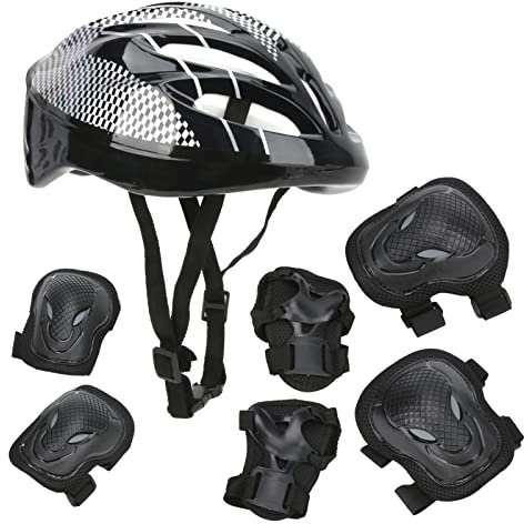 Juego de Equipo de Protección 7 en 1, Casco de Patinaje sobre Ruedas para Adultos, Rodilleras, Coderas Y Muñequeras, Casco de Monopatín Ajustable, Adecuado para Patinaje sobre Ruedas, Monopatín Y Cicl