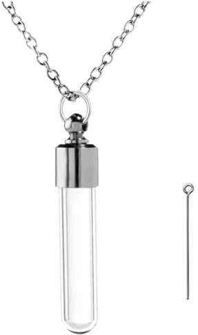 Collier avec pendentif bouteille ouvrable, en verre et acier inoxydable, pour petit mot, petit cadeau,Pendentif Collier Halloween Choking Collier Lueur Collier Pour Femmes Hommes Adolescentes Filles