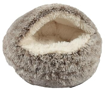 Bobby Poilu, extra weiches Katzenbett aus Plüsch, Kissen für Hunde und Katzen, maschinenwaschbar, Beige, 50 x 35 x 20 cm