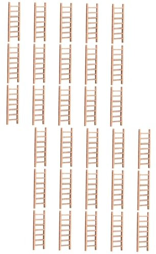 SEWACC Mini Holzleiter 30 Stück 2.36 Zoll Puppenhaus Treppe Dekoration Für Mikrolandschaft Diy Handwerk Garten Zubehör