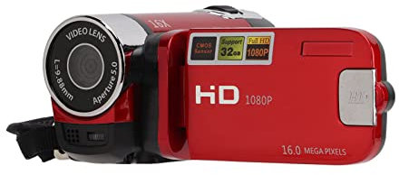 4K 48MP Digital Video Camera Camcorder, 16X Digitalzoom Kamera Video Recorder 2,7 Zoll 270° drehbarer Bildschirm Videokamera für Anfänger und (Rot)