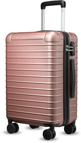 YOETEY Handgepäck Koffer aus Polycarbonat Hartschale mit leisen 360° Drehrollen & TSA Schloss, Roségold, 56x36x24 cm