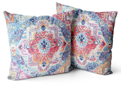 Snylcce 2er Set Frühlings Boho Kissenbezüge Dekokissen 55 x 55 Samt Soft Kissenbezug Böhmischer Retro Ethno Dekorative Kissenhülle Zierkissenbezüge für Sofa Schlafzimmer Wohnzimmer Zuhause Floral