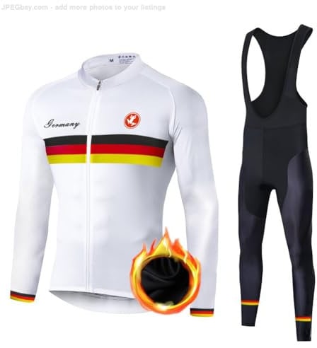 UGLY FROG 24ZRTZ01 Herren Fahrradbekleidung Set Winddicht Thermo Fleece Winterjacke MTB Bekleidung Rennrad Fahrrad Trikot Langarm und Fahrradhose mit 20D Sitzpolster M