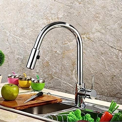Pull Out Brass Low Pressure Kitchen Faucet Black Colour Deck Kitchen Tap Mixer Pull Up