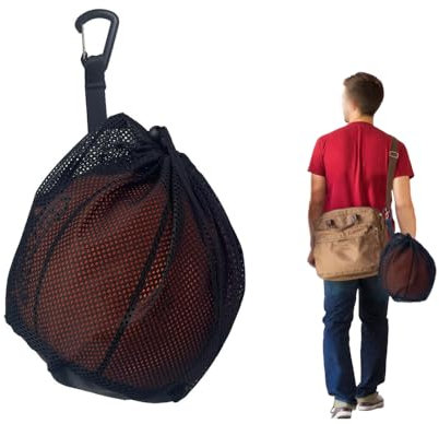 Naisfei Sacco da ballo, con coulisse, clip con fibbia, rete per pallacanestro, zaino da pallacanestro, borsa a rete, borsa a rete per bambini e adulti