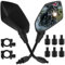 VBGURR 2 Stück Motorrad Spiegel 360°Drehbarer Kohlefaser Motorradspiegel mit 8MM 10MM Befestigungsmittel Kompatibel mit Scooter, Roller, Moped