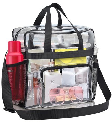 Shnmin Transparente Tragetasche, Durchsichtige Stadion-Einkaufstasche, Clear Crossbody Messenger Bag, PVC Tasche Transparent Clear Bag, Ideal für Fitnessstudios, Arbeit, Sport und Konzerte