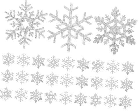 JEWEDECO 30st Schneeflocken-aufkleber Flash-kostüm Weihnachtspatches Für Mini- Bekleidungszubehör Weihnachtliche Patches Zum Aufnähen Gestickte Aufnäher Mit Schneeflocken Stoff Silver